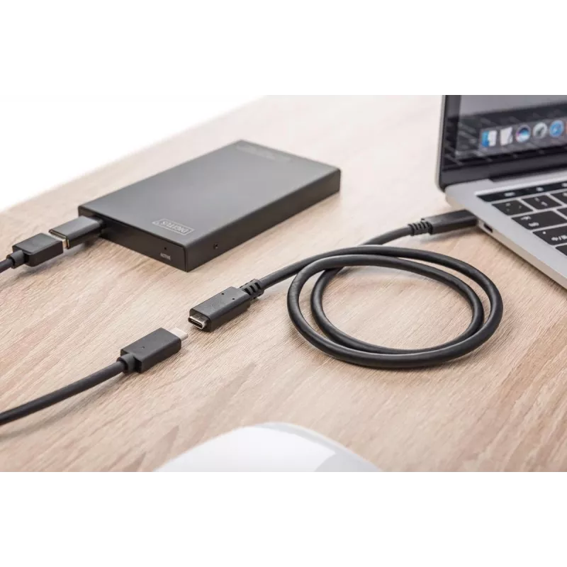 DIGITUS AK-300210-020-S USB-C jatkojohto, USB 2.0, USB-C uros/naaras, 3 A, 2 m, musta