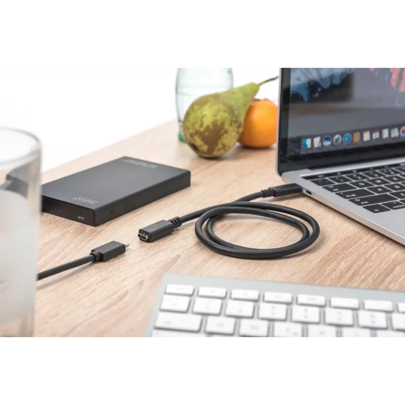 DIGITUS AK-300210-020-S USB-C jatkojohto, USB 2.0, USB-C uros/naaras, 3 A, 2 m, musta