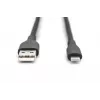 DIGITUS USB-silikoni-latauskaapeli USB-A – Lightning USB 2.0 12W – 1 m musta