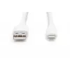 DIGITUS USB-silikoni-latauskaapeli USB-A – Lightning USB 2.0 12W – 1 m valkoinen