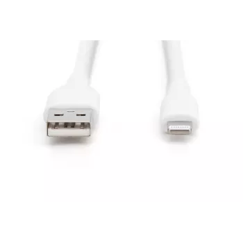 DIGITUS USB-silikoni-latauskaapeli USB-A – Lightning USB 2.0 12W – 2 m valkoinen