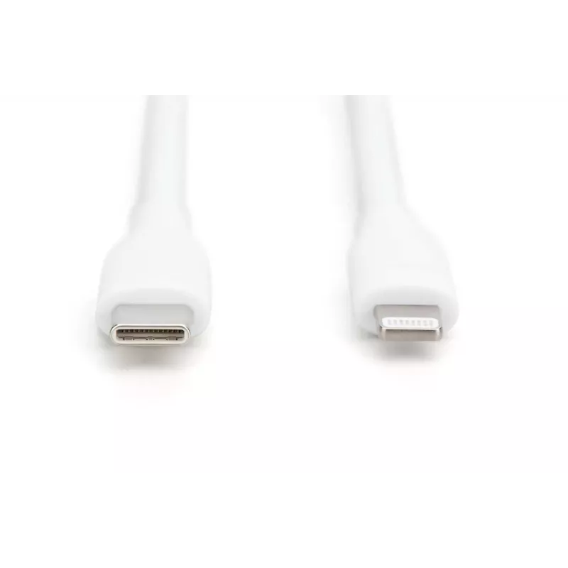 DIGITUS USB-silikoni-latauskaapeli USB-C – Lightning USB 2.0 60W – 50 cm valkoinen