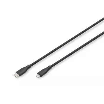 DIGITUS USB-silikoni-latauskaapeli USB-C – Lightning USB 2.0 60W – 2 m musta