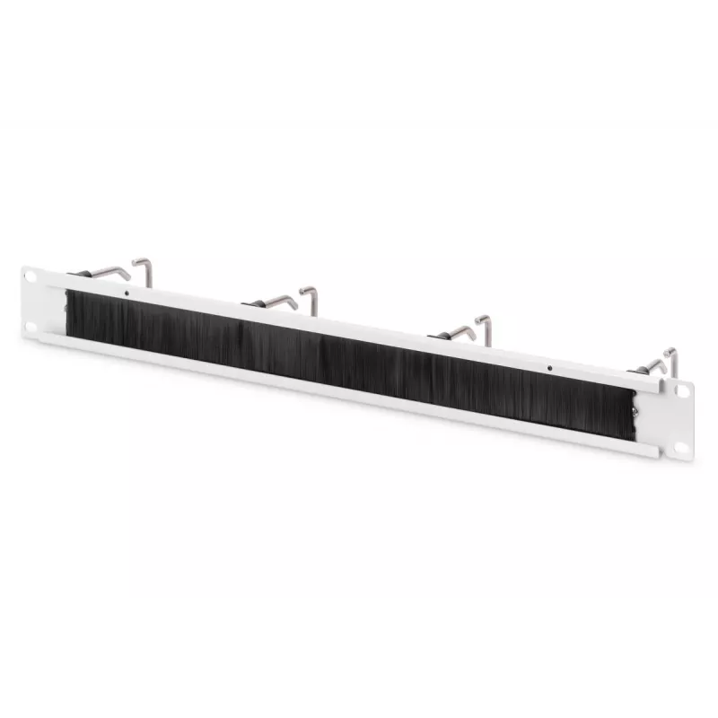 DIGITUS 1U kaapelinhallintapaneeli harjalla, 4 teräsrengasta 40x75 mm, harmaa (RAL 7035)