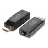 DIGITUS Mini HDMI -jatkosarja, Full HD 50 m CAT6/6A/7, virransyöttö Micro-USB-kaapelilla, musta