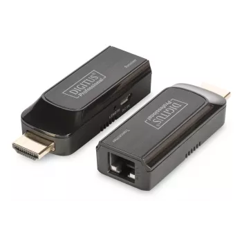 DIGITUS Mini HDMI -jatkosarja, Full HD 50 m CAT6/6A/7, virransyöttö Micro-USB-kaapelilla, musta