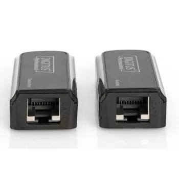 DIGITUS Mini HDMI -jatkosarja, Full HD 50 m CAT6/6A/7, virransyöttö Micro-USB-kaapelilla, musta