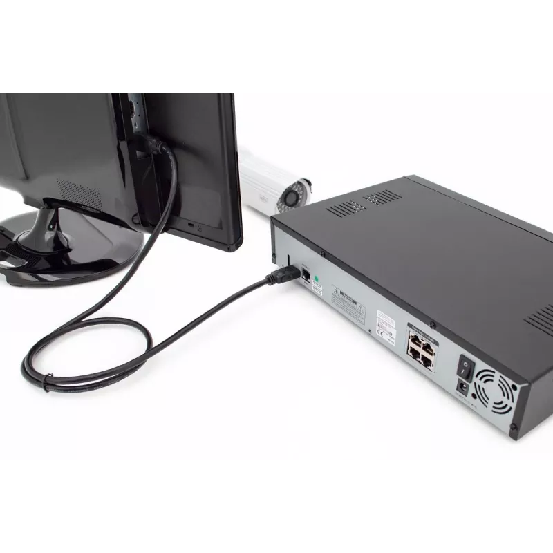 DIGITUS HDMI Premium High Speed -liitäntäkaapeli, Type-A M/M, 1 m Ethernetillä, Ultra HD 60p, musta