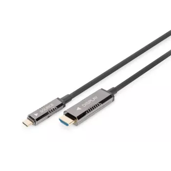 DIGITUS USB – Type-C–HDMI AOC FO -adapterikaapeli HDMI versio 2.0; max 4Kx2K@60Hz; 20 m