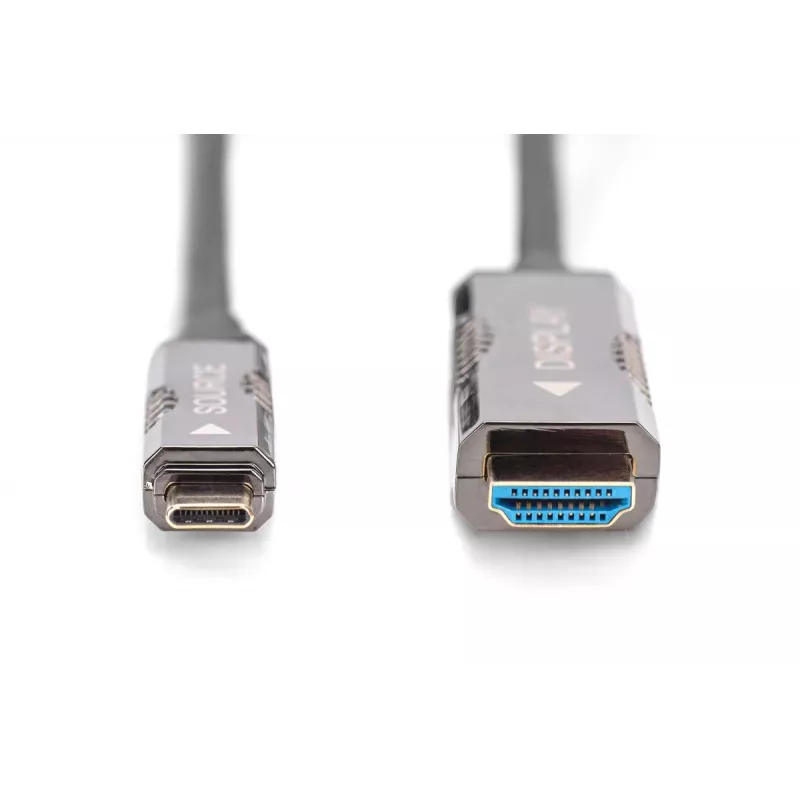 DIGITUS USB – Type-C–HDMI AOC FO -adapterikaapeli HDMI versio 2.0; max 4Kx2K@60Hz; 20 m