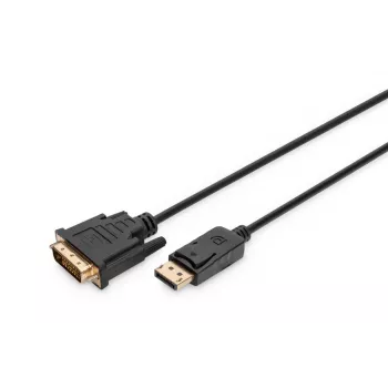 DIGITUS DisplayPort-sovitinkaapeli DP - DVI (24+1) M/M 3 m lukituksella DP 1.1a yhteensopiva CE musta