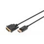 DIGITUS DisplayPort-sovitinkaapeli DP - DVI (24+1) M/M 3 m lukituksella DP 1.1a yhteensopiva CE musta
