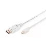 DIGITUS DisplayPort-liitäntäkaapeli Mini DP - DP M/M 2 m lukituksella DP 1.1a mukainen valkoinen
