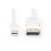 DIGITUS DisplayPort-liitäntäkaapeli Mini DP - DP M/M 2 m lukituksella DP 1.1a mukainen valkoinen