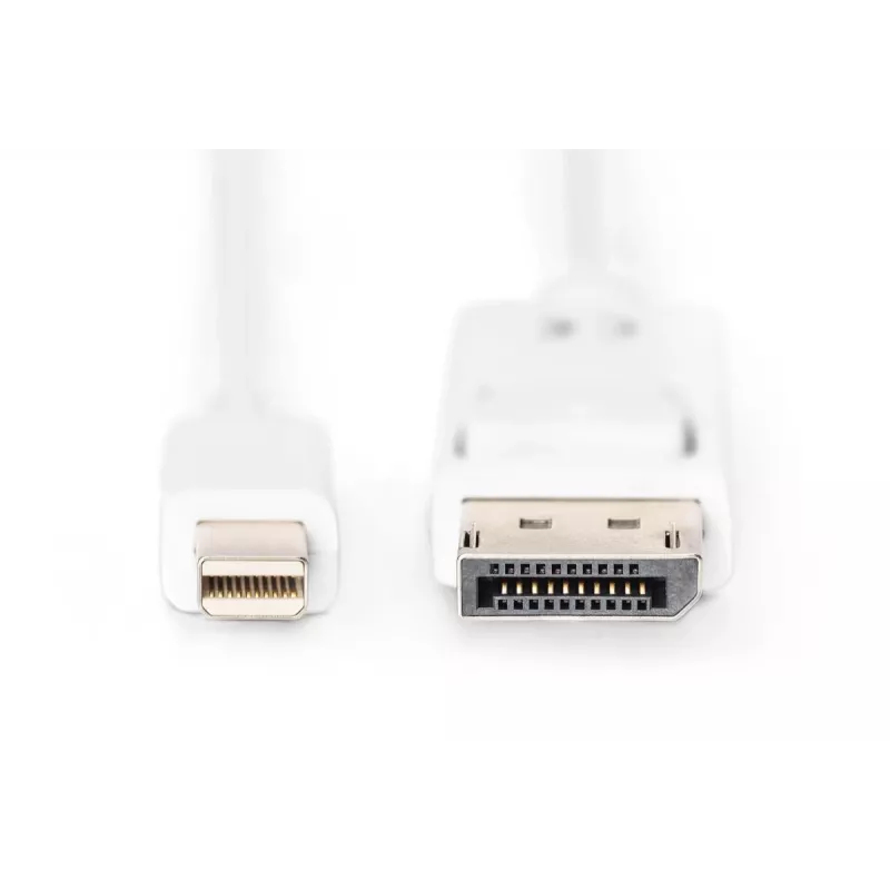 DIGITUS DisplayPort-liitäntäkaapeli Mini DP - DP M/M 2 m lukituksella DP 1.1a mukainen valkoinen