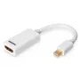 DIGITUS ASSMANN DisplayPort-sovitinkaapeli Mini DP - HDMI Type-A M/F 15 cm DP 1.1a yhteensopiva CE valkoinen