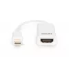 DIGITUS ASSMANN DisplayPort-sovitinkaapeli Mini DP - HDMI Type-A M/F 15 cm DP 1.1a yhteensopiva CE valkoinen