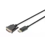 DIGITUS DisplayPort-sovitinkaapeli DP - DVI (24+1) M/M 2 m lukituksella DP 1.1a CE musta