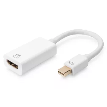 DIGITUS ASSMANN DisplayPort-sovitinkaapeli Mini-DP - HDMI Type-A M/W 20 cm HDMI versio 2.0 aktiivinen CE kulta valkoinen