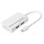 DIGITUS MiniDP - DP HDMI+DVI sovitin 20 cm DP 1.1a yhteensopiva valkoinen