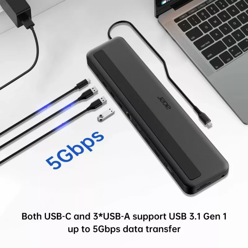Acer 13-in-1 Type-C -minitelakka johdollinen USB 3.2 Gen 1 musta