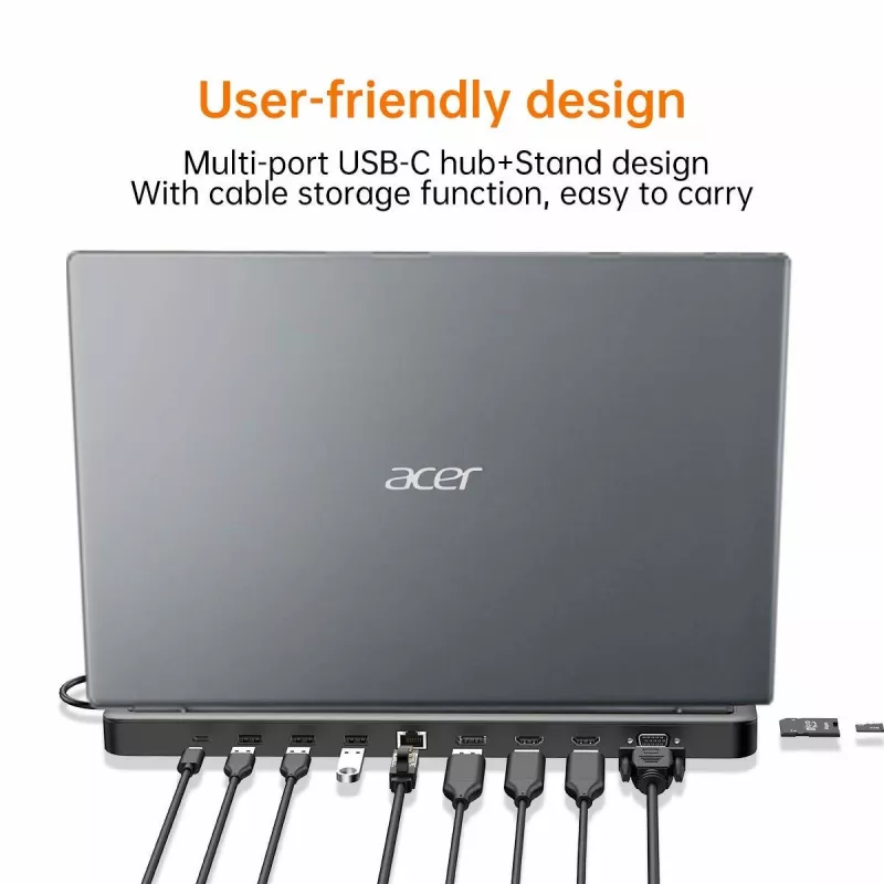 Acer 13-in-1 Type-C -minitelakka johdollinen USB 3.2 Gen 1 musta