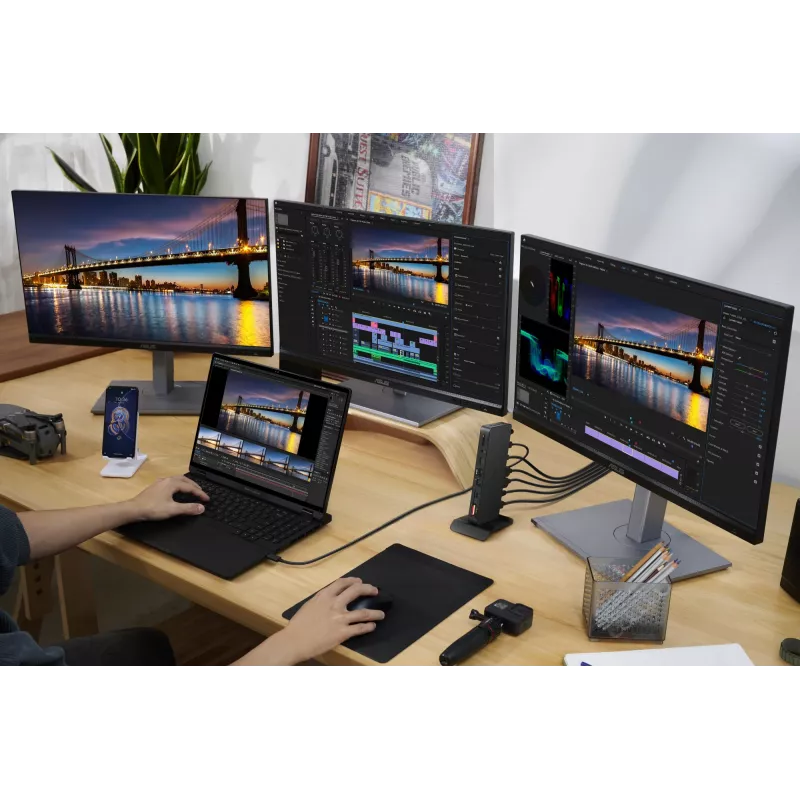 Telakka ASUS DC500 Thunderbolt 4 Triple 4K, 150W PD, 3 näyttöä, 2x HDMI 2.1, 2x USB-A, 2x USB2.0, RJ-45, MicroSD
