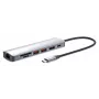Manhattan USB-C-telakka/keskitin kortinlukijalla, liitännät (x5): Ethernet, HDMI, USB-A (x2) ja USB-C, Power Delivery (PD) 100 W – vaatii erillisen USB-C-laturin (ei sisälly). USB-virralla toimiva (erillistä virtalähdettä ei tarvita), kun PD:tä ei käytetä