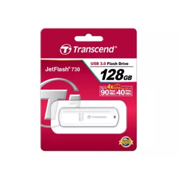 TRANSCEND Jetflash 730 - 128GB USB-muistitikku - USB 3.0 - valkoinen