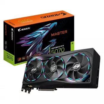GIGABYTE AORUS GeForce RTX 5070 MASTER 12G -näytönohjain - 12GB GDDR7, 192bit, PCI-E 5.0, 2715 MHz ydinkellotaajuus, 3 x DP 2.1a, 1 x HDMI 2.1b, NVIDIA DLSS 4, GV-N5070AORUS M-12GD