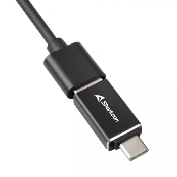 SHARKOON USB-keskitin - 3-porttinen USB 3.2 Gen 1 alumiini + Ethernet musta