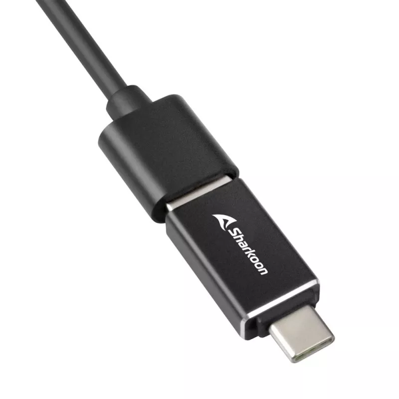 SHARKOON USB-keskitin - 3-porttinen USB 3.2 Gen 1 alumiini + Ethernet musta