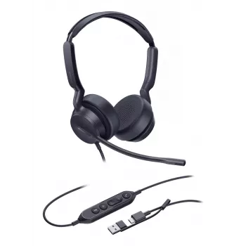 Yealink UH42 Dual UC USB-C/A -kuulokemikrofoni, johdollinen, puhelut/musiikki, 20 - 20000 Hz, 160 g, kuulokemikrofoni, musta
