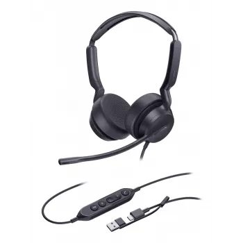 Yealink UH42 Dual UC USB-C/A -kuulokemikrofoni, johdollinen, puhelut/musiikki, 20 - 20000 Hz, 160 g, kuulokemikrofoni, musta