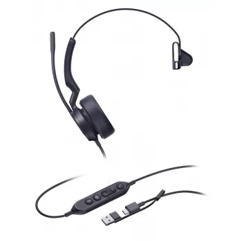Yealink UH44 Mono Teams USB-C/A -kuulokemikrofoni, johdollinen, 20 - 20000 Hz, toimisto/callcenter, 127 g, kuulokemikrofoni, musta