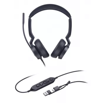 Yealink UH46 Dual Teams USB-C/A -kuulokemikrofoni, johdollinen, 20 - 20000 Hz, toimisto/callcenter, 166 g, kuulokemikrofoni, musta