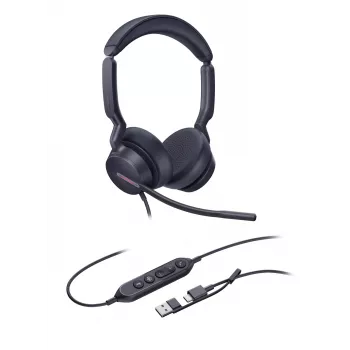 Yealink UH46 Dual Teams USB-C/A -kuulokemikrofoni, johdollinen, 20 - 20000 Hz, toimisto/callcenter, 166 g, kuulokemikrofoni, musta