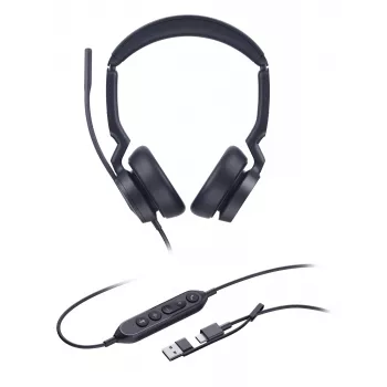 Yealink UH46 Dual UC USB-C/A -kuulokemikrofoni, johdollinen, 20 - 20000 Hz, toimisto/callcenter, 166 g, kuulokemikrofoni, musta
