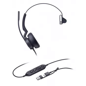 Yealink UH46 Mono Teams USB-C/A -kuulokemikrofoni, johdollinen, 20 - 20000 Hz, toimisto/callcenter, 127 g, kuulokemikrofoni, musta