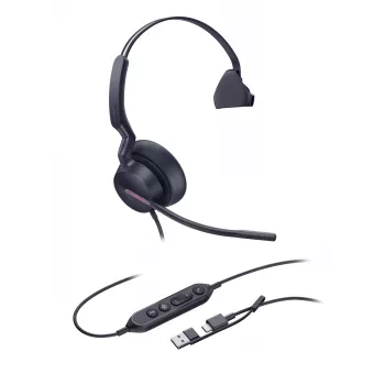 Yealink UH46 Mono Teams USB-C/A -kuulokemikrofoni, johdollinen, 20 - 20000 Hz, toimisto/callcenter, 127 g, kuulokemikrofoni, musta