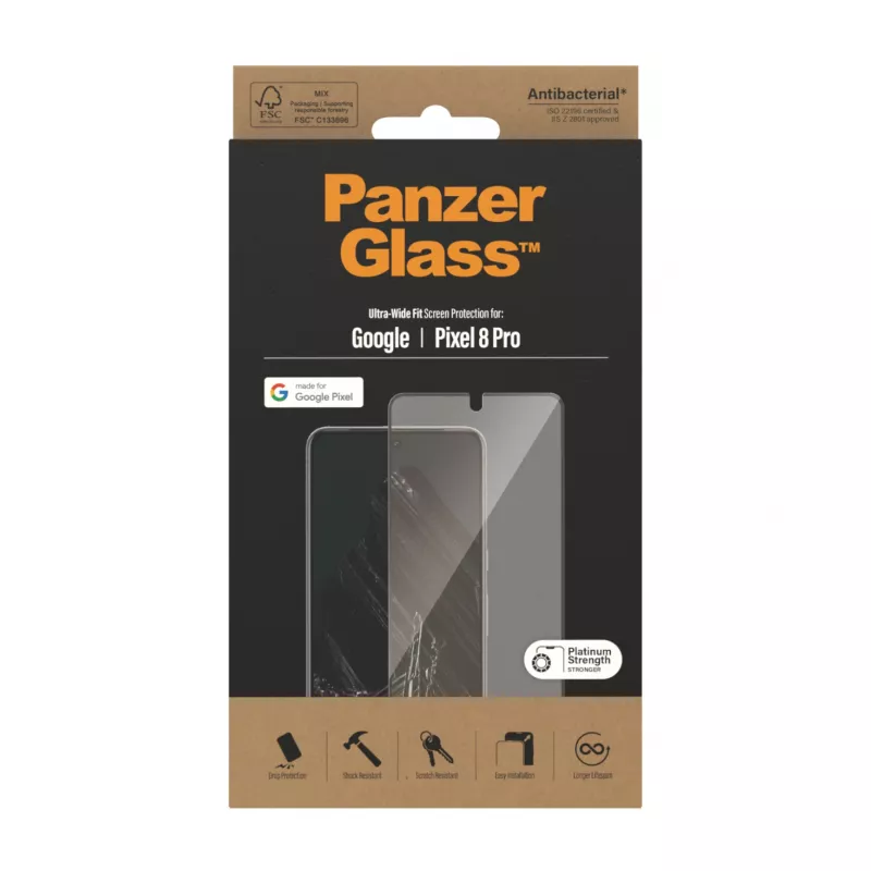 PanzerGlass® näytönsuoja Google Pixel 8 Pro | Ultra-Wide Fit