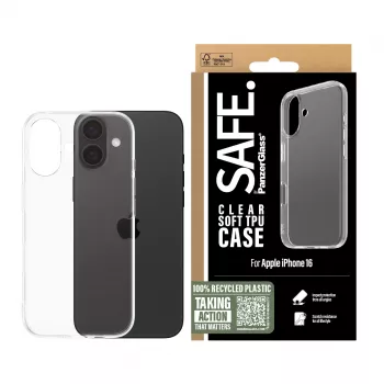 PanzerGlass SAFE. by ® TPU-kotelo, läpinäkyvä, iPhone 16