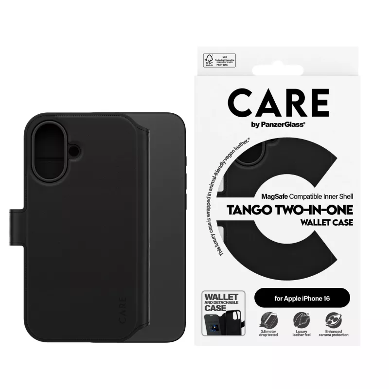 PanzerGlass CARE™ by ® Tango 2-in-1 -lompakkokotelo, MagSafe-yhteensopiva, iPhone 16