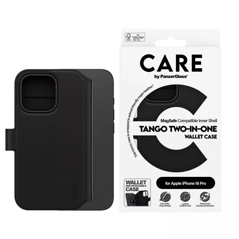 PanzerGlass CARE™ by ® Tango 2-in-1 -lompakkokotelo, MagSafe-yhteensopiva, iPhone 16 Pro