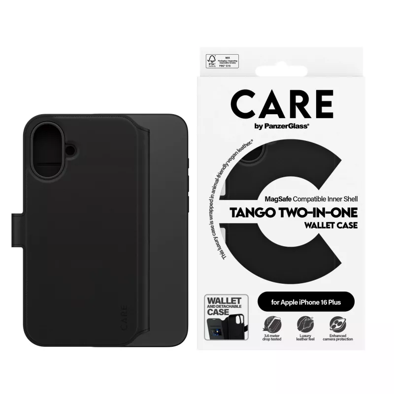PanzerGlass CARE™ by ® Tango 2-in-1 -lompakkokotelo, MagSafe-yhteensopiva, iPhone 16 Plus