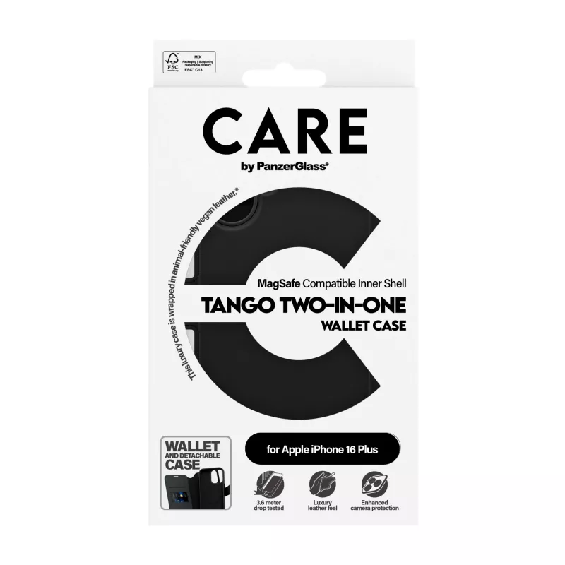 PanzerGlass CARE™ by ® Tango 2-in-1 -lompakkokotelo, MagSafe-yhteensopiva, iPhone 16 Plus
