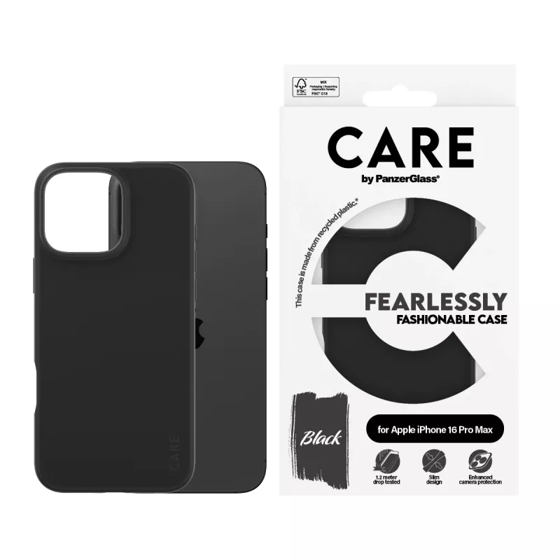 PanzerGlass CARE™ by ® -kotelo, musta, iPhone 16 Pro Max