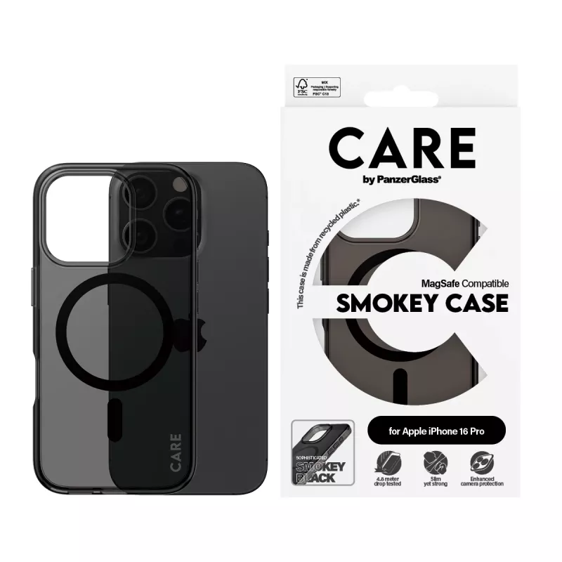 PanzerGlass CARE by Flagship Case Urban Combat Smokey -suojakotelo musta MagSafe iPhone '24 6.3 inch Pro