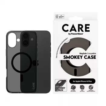 PanzerGlass CARE™ by ® Urban Combat -kotelo, Smokey, musta, MagSafe-yhteensopiva, iPhone 16 Plus