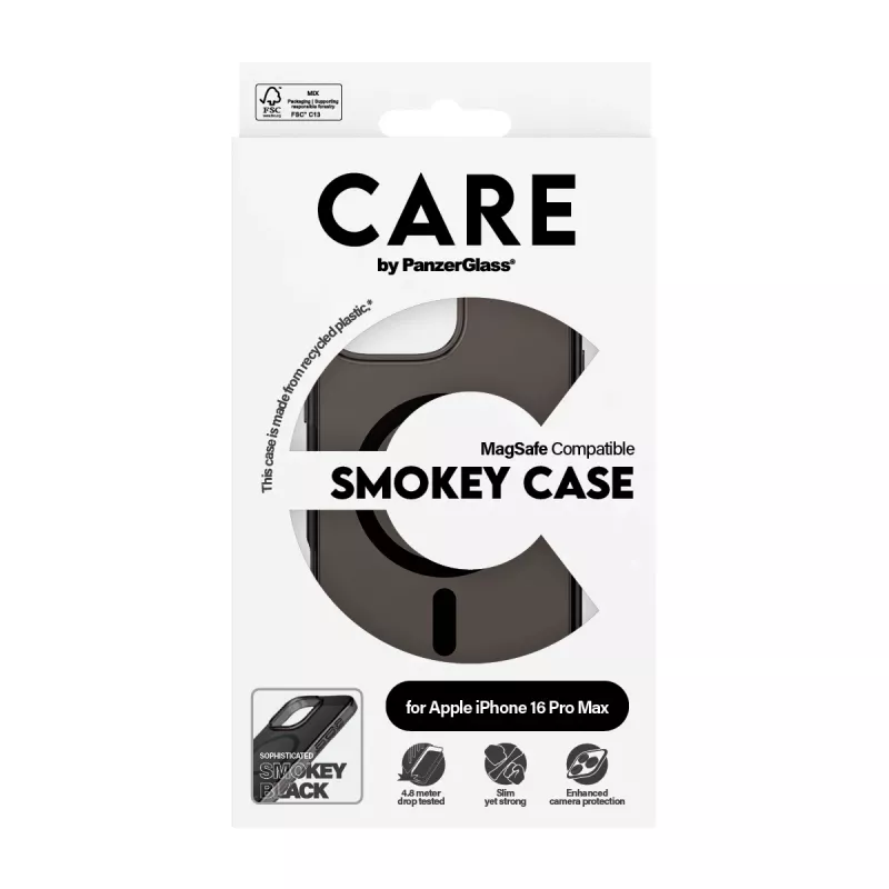PanzerGlass CARE™ by ® Urban Combat -kotelo, Smokey, musta, MagSafe-yhteensopiva, iPhone 16 Pro Max